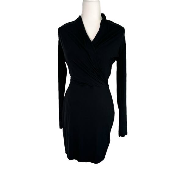 Allsaints Tame Dress Black Size‎ Small Faux Wrap Assymetrical Hem - Picture 2 of 12